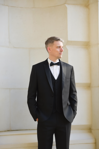 Mens Black Tuxedo Three Piece Suit Milano Mayfair