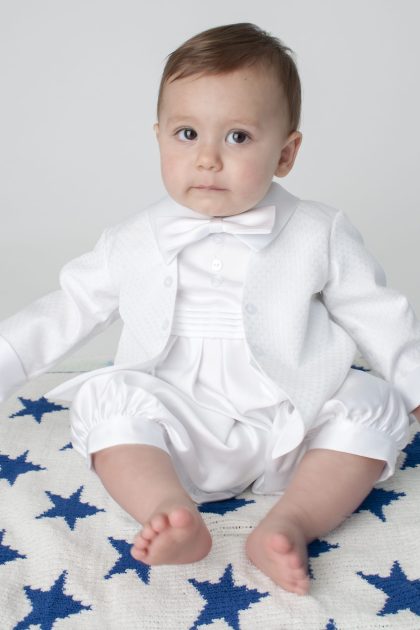 Oliver Christening White Romper