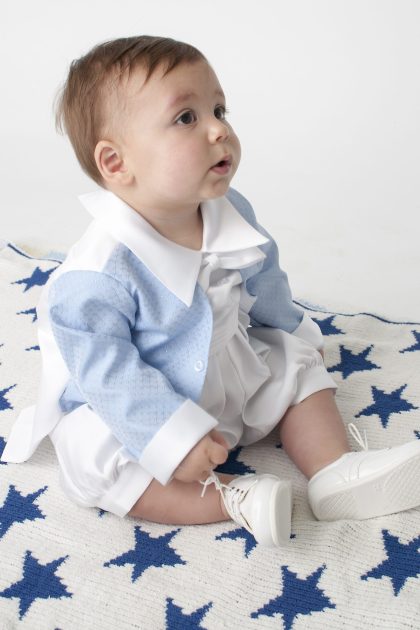 Oliver Christening Light Blue Romper