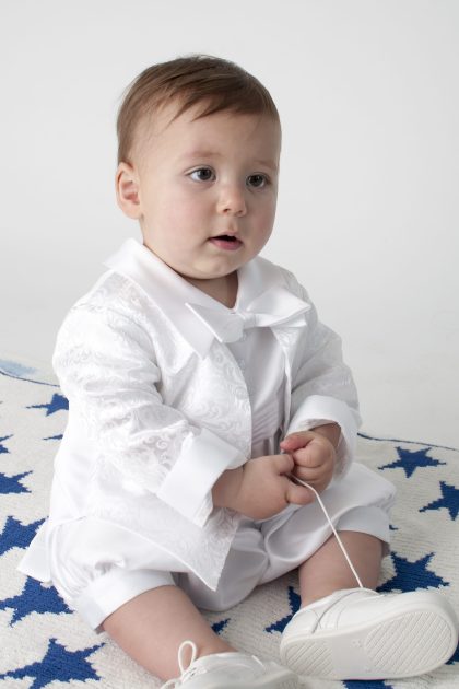 Lucas Christening White Romper