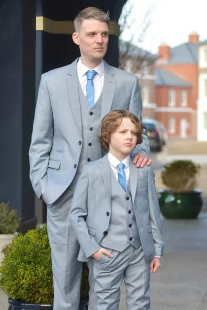 Mens & Boys Light Grey Three Piece Suit Milano Mayfair