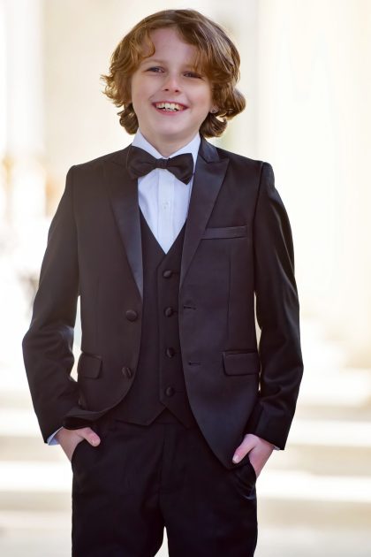 Baby Boys Black Tuxedo Suit Milano Mayfair 5 Piece