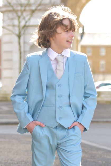 Boys Sky Blue Suit Romario 5 Piece