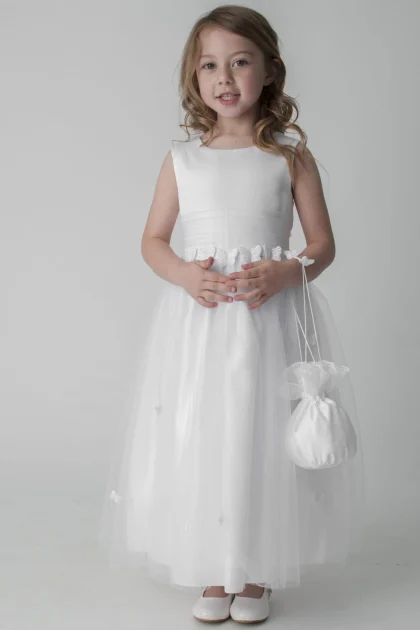 Girls Butterfly Dress with bag-Ivory