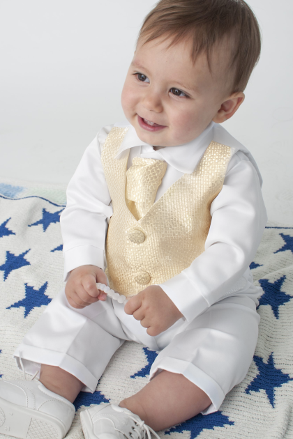 Leo Christening Suit in 4 Piece Gold