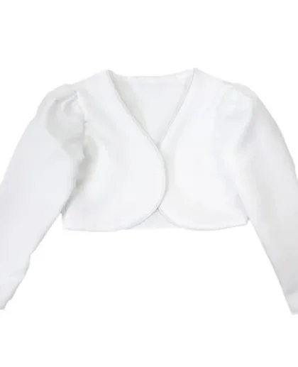 Girls Long Sleeve Bolero in White