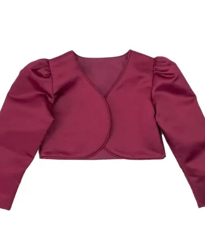 Girls Long Sleeve Bolero in Wine