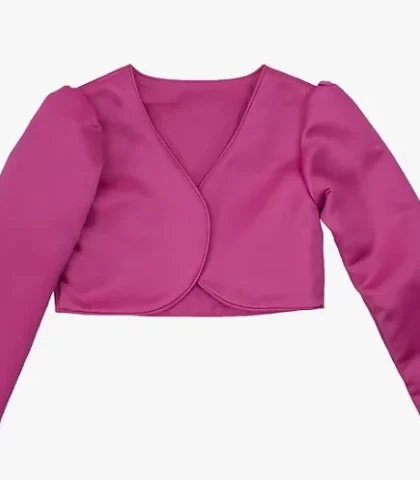 Girls Long Sleeve Bolero in Hot Pink