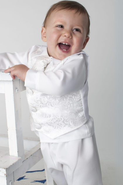 Romeo White Christening 4 Piece  Suit
