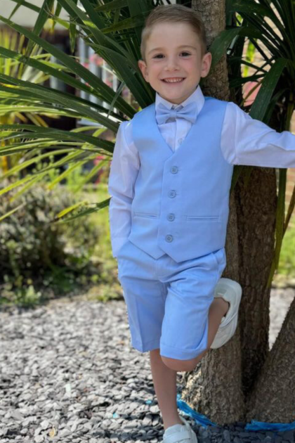 Baby Boys Pale Blue Shorts 4 Piece Suit
