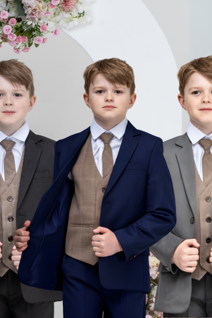 Boys' 5-Piece Suit with George Waistcoat- Navy, Grey, or Black Choice