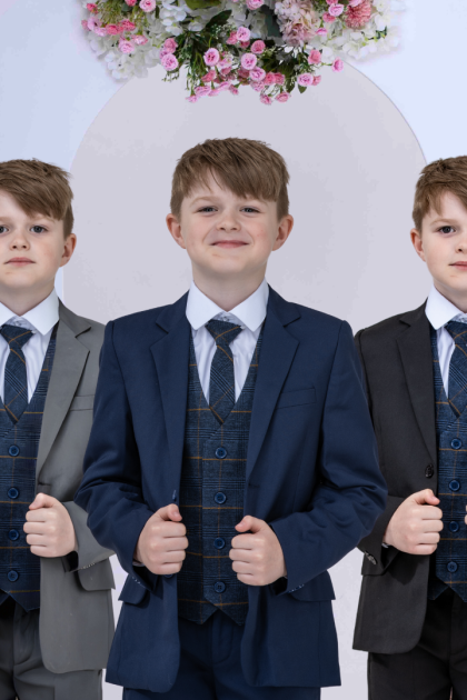 Boys' 5-Piece Suit with Kevin Waistcoat- Navy, Grey, or Black Choice