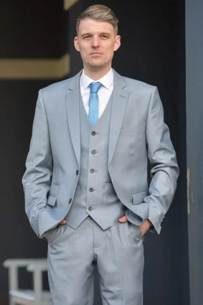 Mens Light Grey Three Piece Suit Milano Mayfair