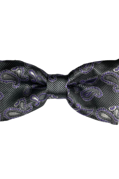 Large Bow Tie- Silver Paisley