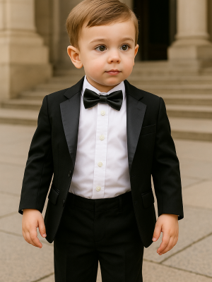Baby Boys 4 Piece Black Tuxedo Suit