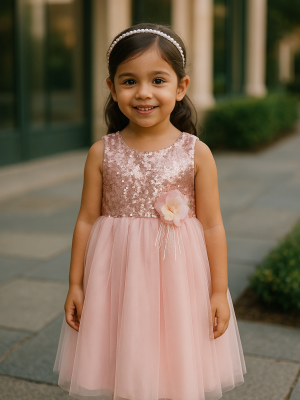 Girls Pink Sequin Dress