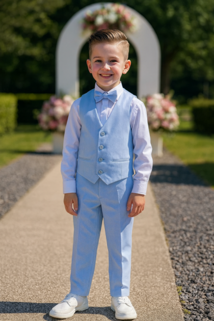Baby Boys Pale Blue 4 Piece Suit