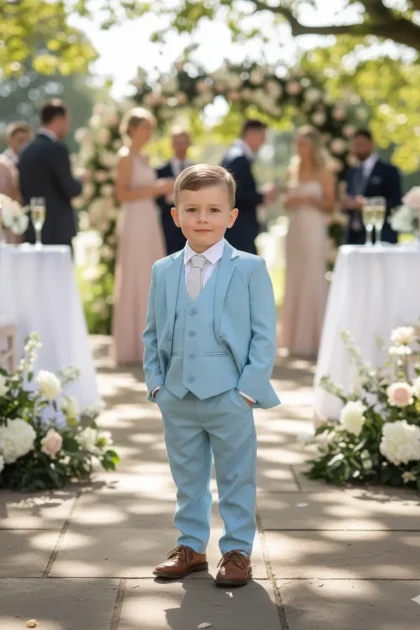 Baby Boys Sky Blue Suit Romario 5 Piece