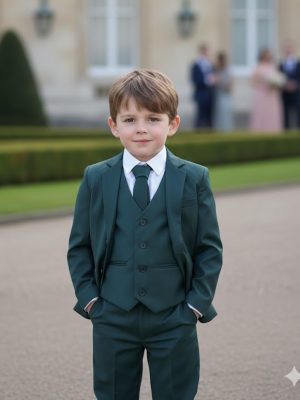 Baby Boys 5 Piece Dark Green Suit