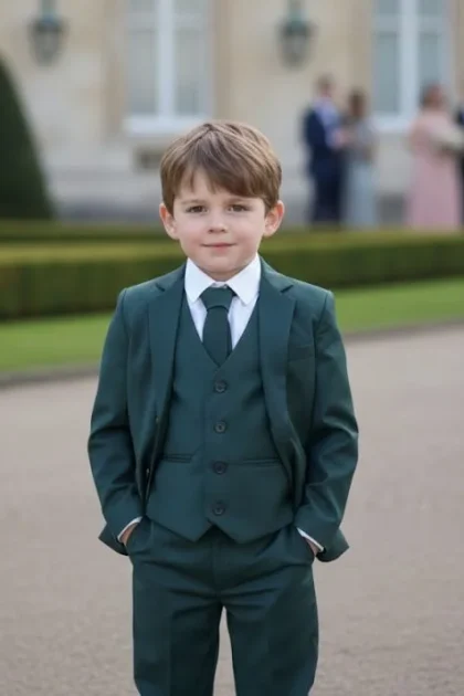 Baby Boys Dark Green 5 Piece Suit