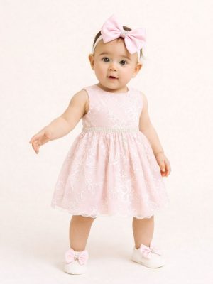 Clara Embroidered Baby Pink Dress
