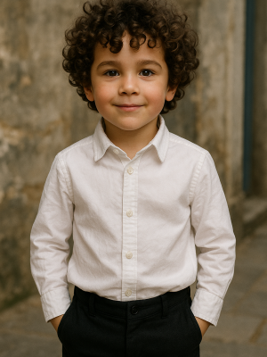 Boys White Shirt & Black Trousers Set